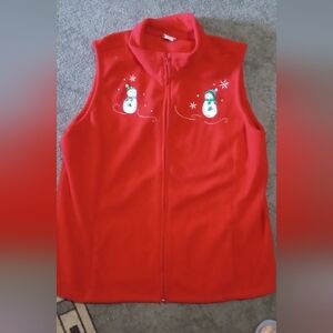 Holiday Editions Red Vest with Snowman Embroidery